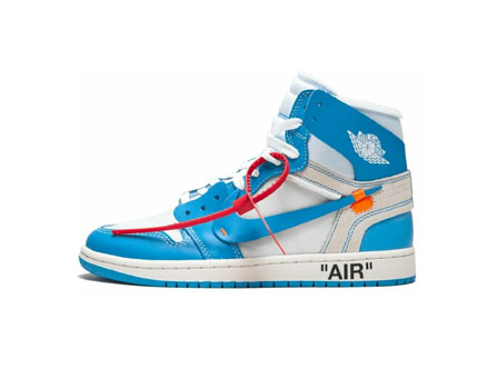 Acostumbrarse a Naturaleza donde quiera Air Jordan 1 x Off-White, blue-white - ALLOKER Shop ©