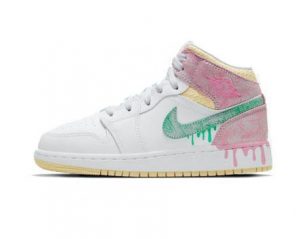 Air Jordan 1 Mid GS, pink-white-green