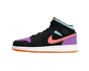 Air Jordan 1 Mid, black-green-pink