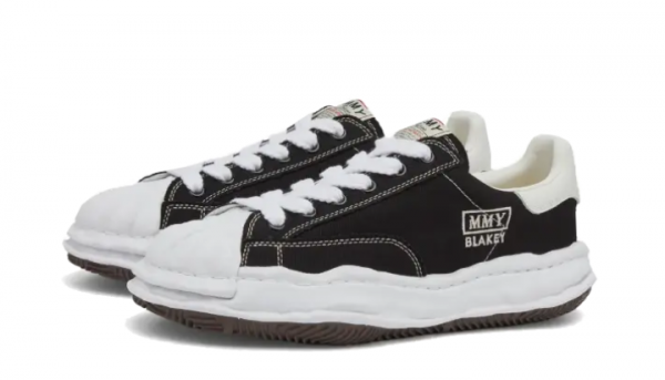 Maison Mihara Yasuhiro Blakey Sole Canvas, low black white - Imagen 2